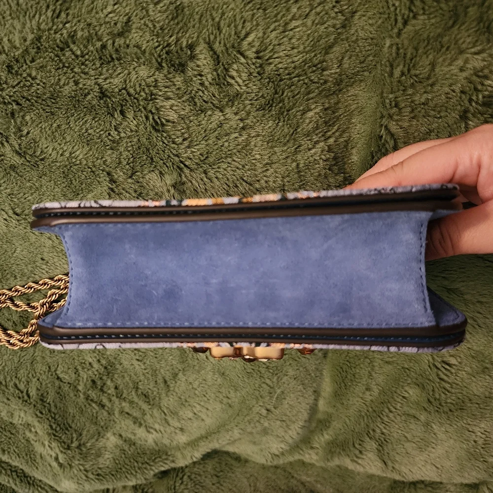 Tory Burch Eleanor Sea Frost Brocade shoulder bag crossbody blue